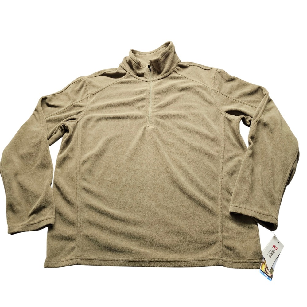 Alpine Design 1/4 Zip Fleece Pullover Mens L Tan Relaxed Fit Outdoor Hiking New